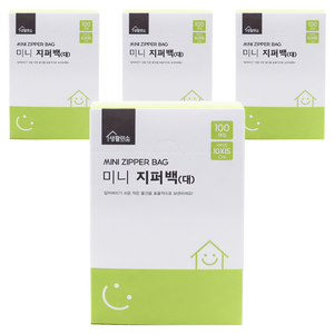 생활미소 미니 지퍼백, 대(L), 100개입, 4개