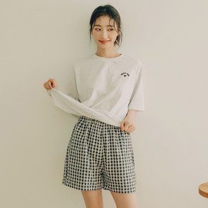 파란 베이직 깅엄체크 3부 파자마 바지 2p