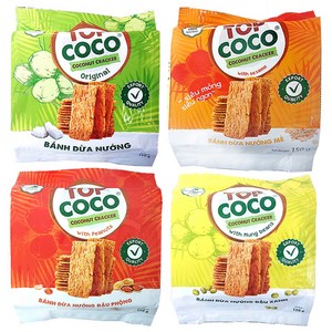 탑코코 코코넛 크래커 녹두맛 150g + 땅콩맛 150g + 오리지널 150g + 참깨맛 150g 종합세트, 1세트
