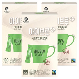 아이브루 플러스 공정무역 스위트 스테비아 블랙커피, 1g, 100개입, 3개, 100g
