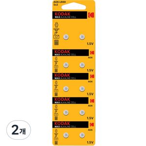 코닥 알카라인 1.5V 코인건전지 LR69 AG6 SR920SW LR921, 10개입, 2개