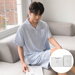 어나더디 커플용 반팔 데일리 요루면 파자마 세트 + 선물패키지 세트