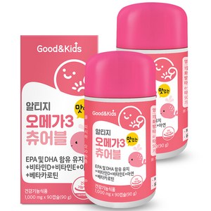 내츄럴플러스 굿앤키즈 알티지 오메가3 츄어블, 90정, 2개