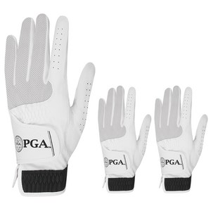 PGA 2102F 남성용 합피 골프 장갑 왼손착용 3p, 화이트