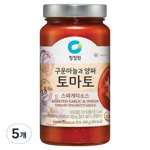 청정원 구운마늘과 양파 토마토 스파게티소스, 600g, 5개