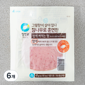 청정원 참나무로 훈연한 밥에 싸먹는 햄, 45g, 6개