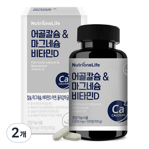 뉴트리원 어골칼슘 앤 마그네슘 비타민D, 100정, 2개