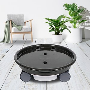 화분월드 원형 이동식 화분 받침대 모던 베이직, 반타블랙, 1개