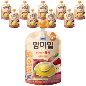 맘마밀 안심 이유식 퓨레 6개월부터, 10개, 100g, 혼합맛(사과/고구마)