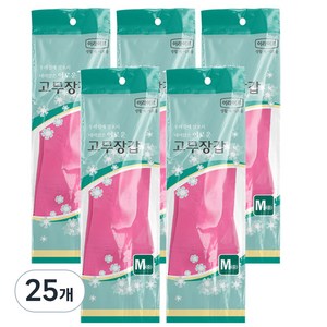 롯데이라이프 고무장갑, 핑크, 중(M), 25개