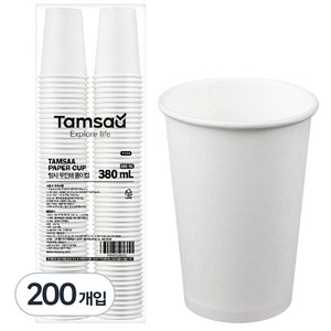 탐사 고평량 종이컵 무인쇄 380ml, 100개