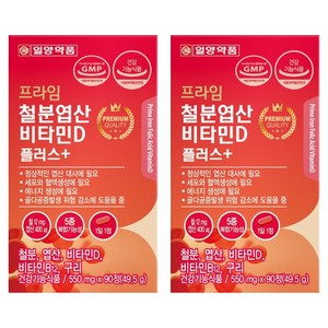 일양약품 프라임 철분엽산비타민D 플러스, 90정, 2개
