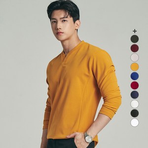 업클라스 남성용 헨리넥 포인트 긴팔 티셔츠 a083