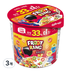 후루트링 컵 시리얼, 40g, 3개