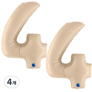 GRABO 숫자 4 은박풍선 대, 크림, 4개