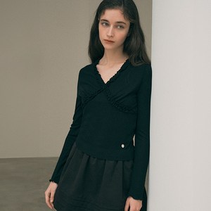 로라로라 여성용 LACE LONG SLEEVE 면 티셔츠