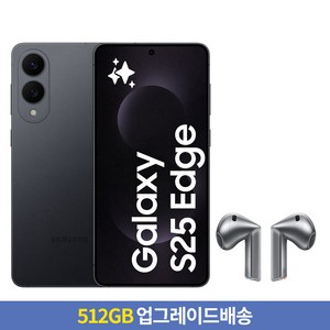 [256GB → 512GB 업그레이드] 삼성전자 갤럭시 S25 Edge 자급제 SM-S937N + 갤럭시 버즈3, 티타늄 제트블랙, 256GB, 버즈3 실버