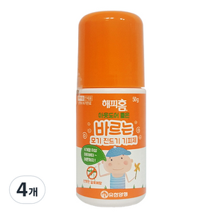 해피홈 아웃도어 롤온 바르는 모기 진드기 기피제, 50g, 4개