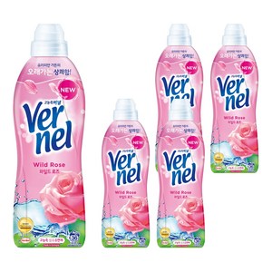 버넬 고농축 섬유유연제 와일드 로즈 본품, 900ml, 5개