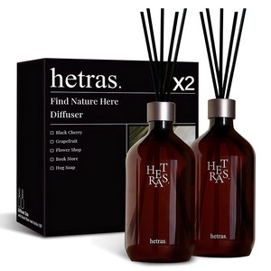 헤트라스 프리미엄 대용량 디퓨저 선물세트, 북스토어, 500ml, 2개