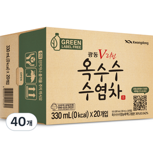 광동 V라인 옥수수 수염차 무라벨, 330ml, 40개