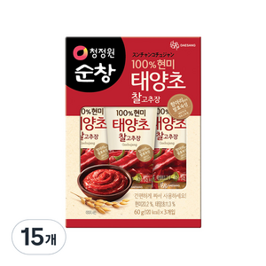 청정원순창 100% 현미 태양초 찰고추장, 60g, 15개