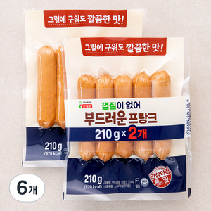 롯데햄 부드러운 프랑크 소시지, 210g, 6개