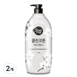 샤워메이트 내추럴 클린코튼 바디워시 목화솜향, 1.2kg, 2개