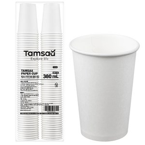 탐사 고평량 종이컵 무인쇄 380ml, 100개