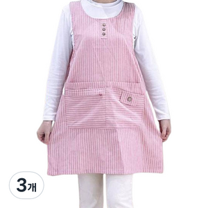 데코나인 스트라이프 앞치마, 핑크, 3개