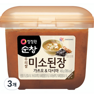 대상 청정원 미소된장 가쓰오&다시마, 450g, 3개