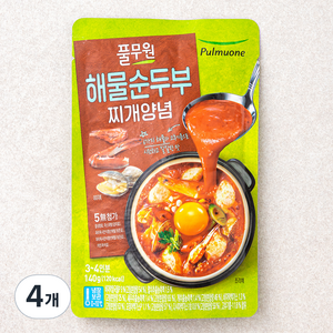 풀무원 해물 순두부찌개양념, 140g, 4개