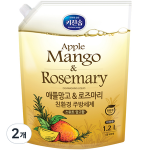 키친솝 애플망고 앤 로즈마리 친환경 주방세제, 1.2L, 2개