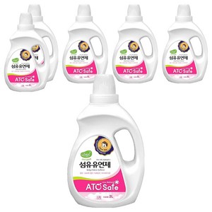 아토세이프 로하스인증 유아 섬유유연제 파우더리향 용기형, 6개, 2L