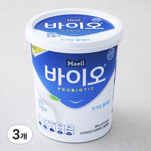 매일바이오 무가당 플레인, 900g, 3개