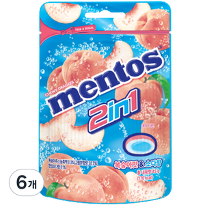 멘토스 2in1 피치소다 캔디, 45g, 6개