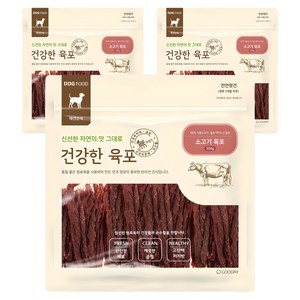 굿데이 강아지 건강한 육포, 소고기 육포, 300g, 3개