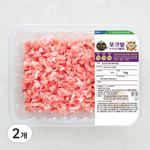 포크빌 한돈 뒷다리살 다짐육 (냉장), 1kg, 2개