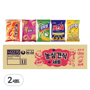 농심 간식 과자세트, 새우깡 90g x 3p + 꿀꽈배기 90g x 3p + 양파링 84g x 2p + 포스틱 84g x 2p + 바나나킥 75g x 2p, 2세트