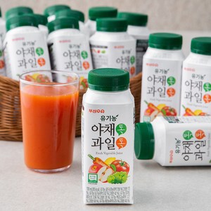 부산우유 유기농 인증 야채톡과일톡 주스, 190ml, 24개