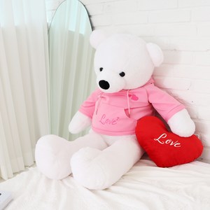 후드티셔츠 대형 곰인형, 130cm, 핑크 + 랜덤발송, 1세트
