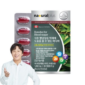 내츄럴플러스 식후 혈당상승 억제에 도움을 줄 수 있는 바나바, 60정, 1개