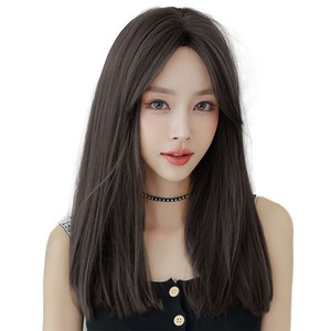 하이유니 네츄럴 스트레이트 펌 헤어 통가발 가발 50cm + 가발망 + 거치대 세트, 통가발(챠콜블랙), 랜덤발송(가발망, 거치대), 1세트