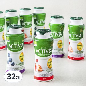 풀무원다논 액티비아 병 딸기 x 4p + 블루베리 x 4p 세트, 130ml, 32병