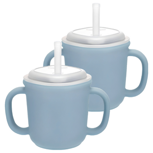 에디슨 스스로 실리콘 양손 빨대컵 200ml, 2개, 블루