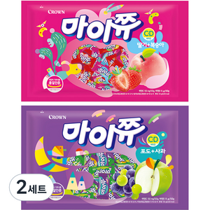 크라운 마이쮸 딸기 복숭아 720g + 포도 사과 720g 세트, 2세트
