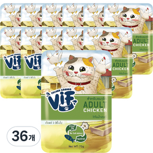 VIF 고양이 어덜트 습식 파우치 간식, 혼합맛(닭고기/그레이비), 75g, 36개