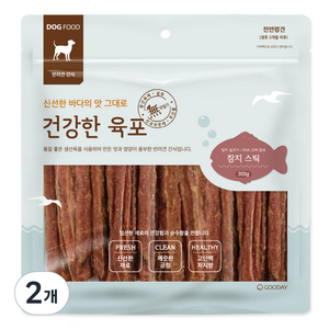 굿데이 건강한 강아지 육포 스틱 간식, 참치, 300g, 2개