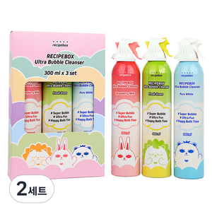 레시피박스 유아용 거품목욕 울트라 버블클렌저 스트로베리밀크 300ml + 프레쉬그린 300ml + 퓨어화이트 300ml 세트, 900ml, 2세트