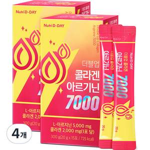 뉴트리디데이 더블업 콜라겐 초고함량 아르기닌 7000 15포, 300g, 4개